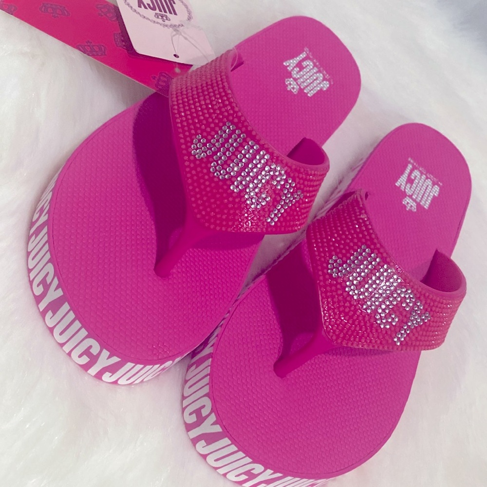 Juicy Couture Rhinestone Flip Flop New Excellent Condition - Picture 8 of 8